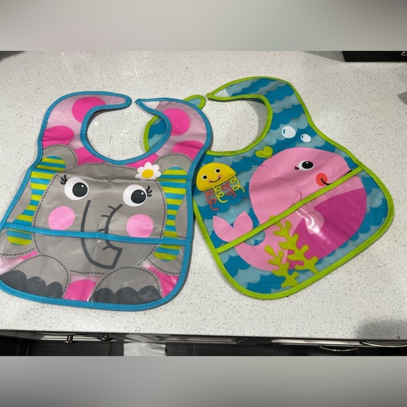 Babies  BIBS SET OF 2-pink & blue - Picture 2 of 10